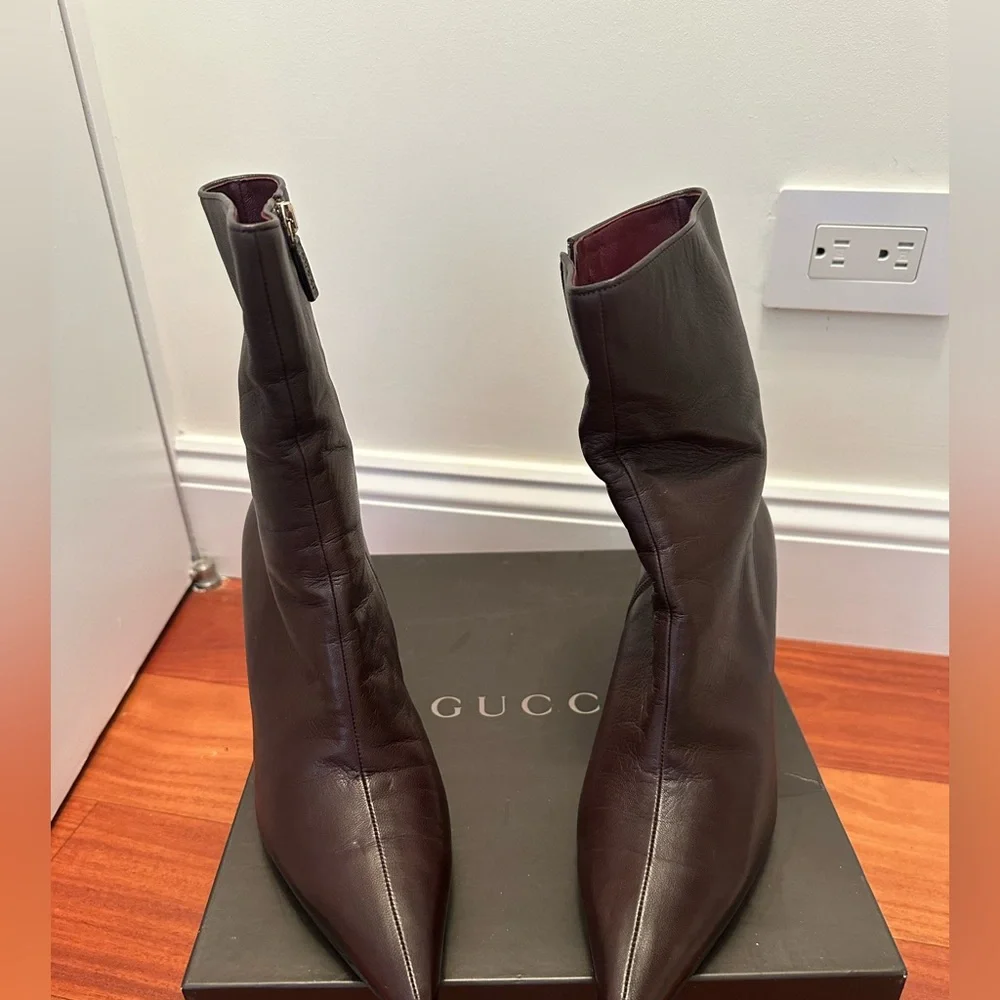 Gucci brown leather boots - Picture 4 of 6